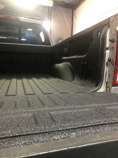 black spray in bedliner on truck bed